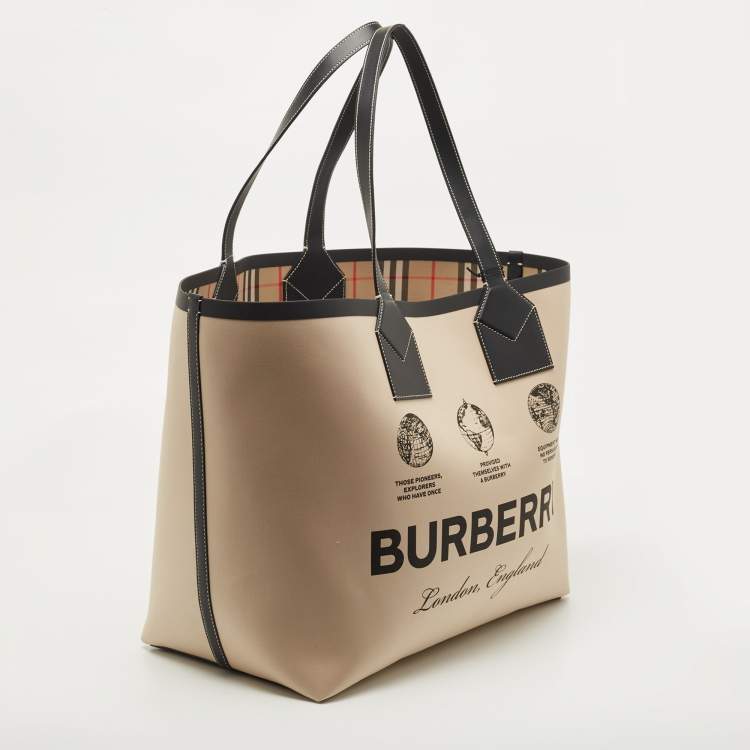 Pre Owned Burberry Beige Fabric Large London Tote