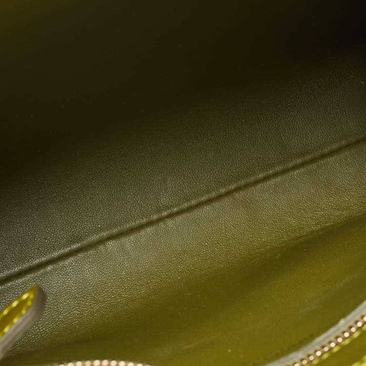 Pre Owned Burberry Junifer Green Leather Mini Pocket Bag