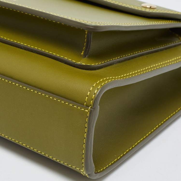 Pre Owned Burberry Junifer Green Leather Mini Pocket Bag