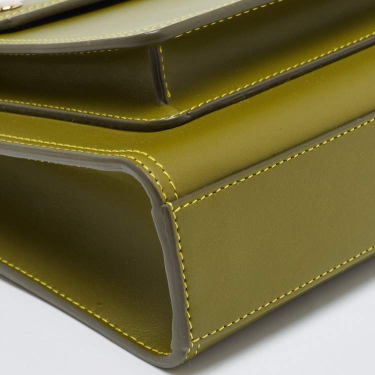 Pre Owned Burberry Junifer Green Leather Mini Pocket Bag