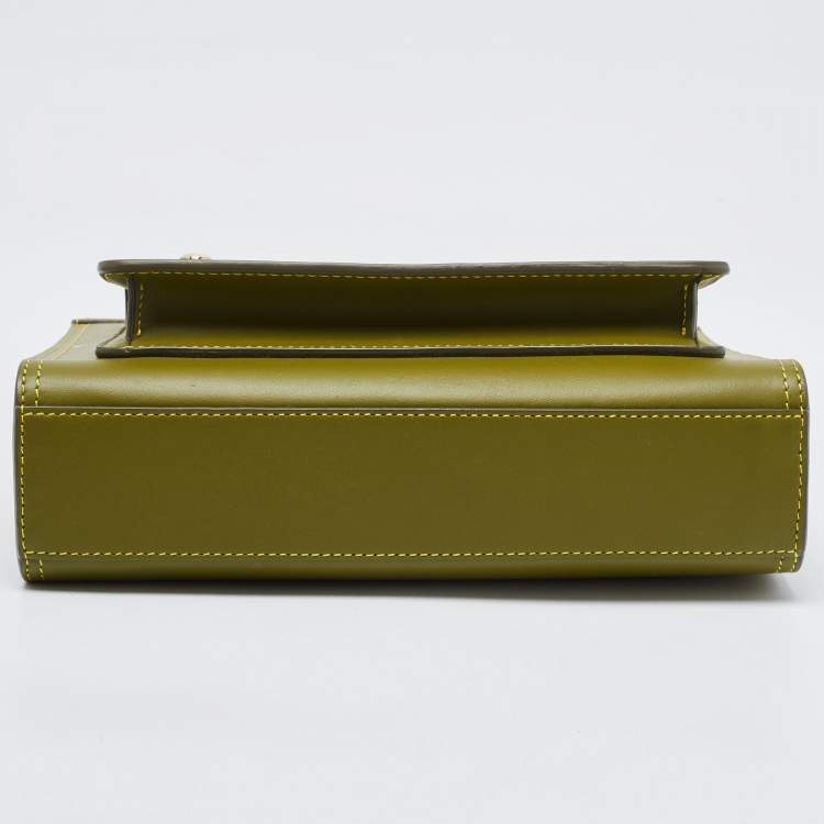 Pre Owned Burberry Junifer Green Leather Mini Pocket Bag