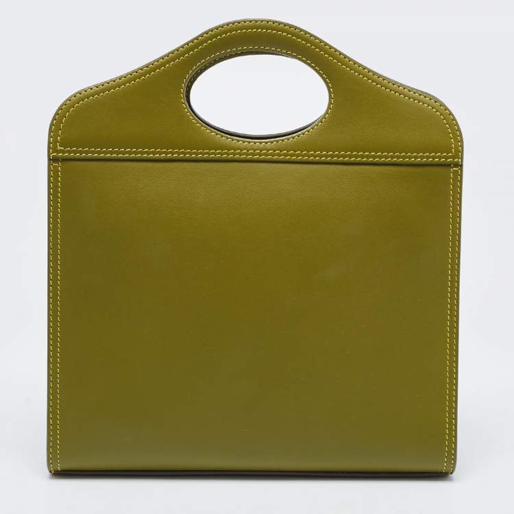Pre Owned Burberry Junifer Green Leather Mini Pocket Bag