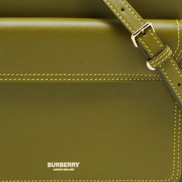 Pre Owned Burberry Junifer Green Leather Mini Pocket Bag