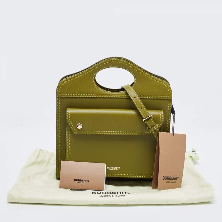 Pre Owned Burberry Junifer Green Leather Mini Pocket Bag
