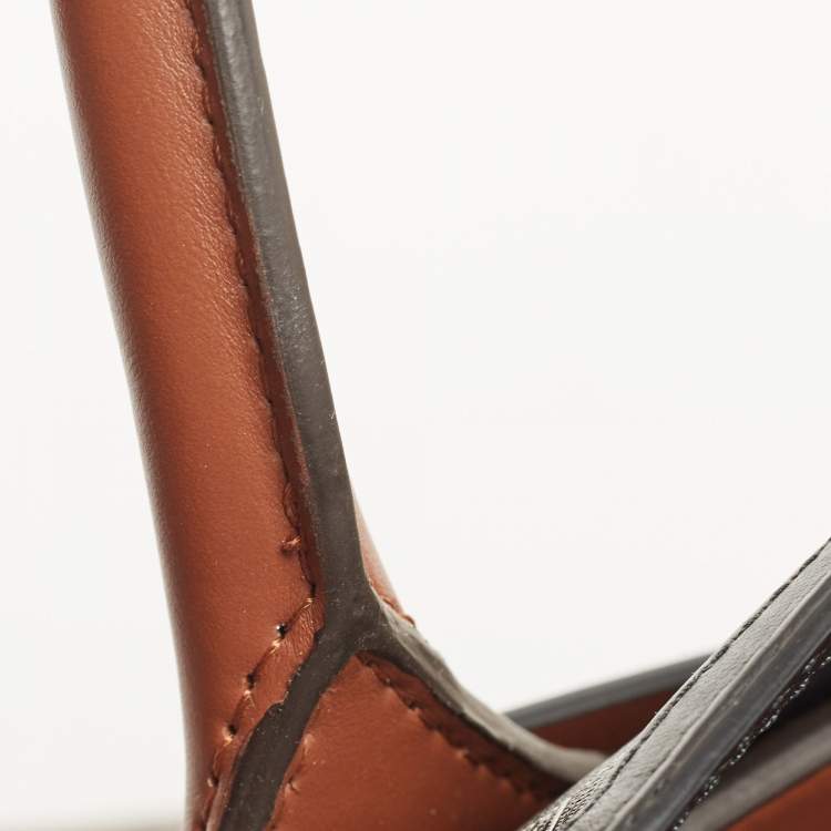 Pre Owned Burberry Black/Brown TB Monogram Coated Canvas and Leather Medium Belt Bag