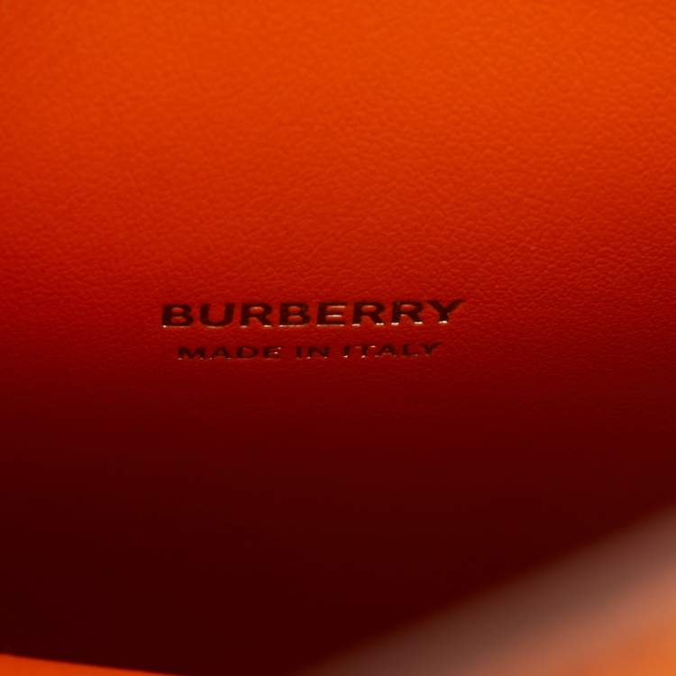 Pre Owned Burberry Orange Leather TB Phone Tote