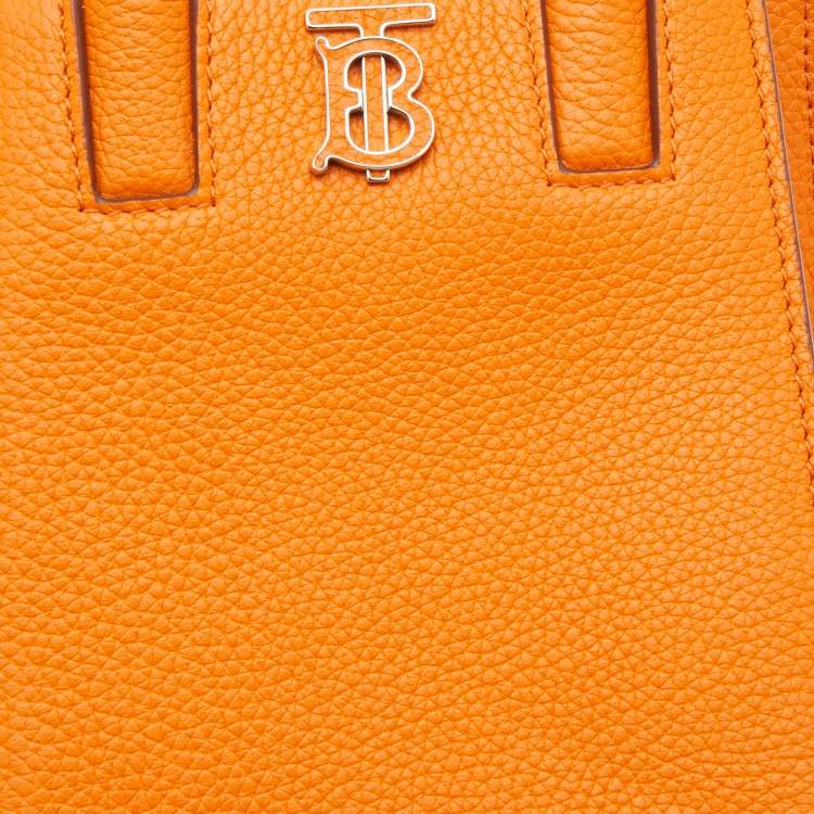 Pre Owned Burberry Orange Leather TB Phone Tote