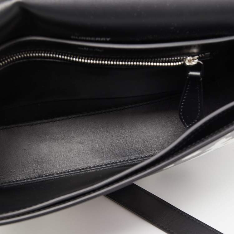 Pre Owned Burberry Black Camouflage Print Leather Medium Olympia Shoulder Bag   