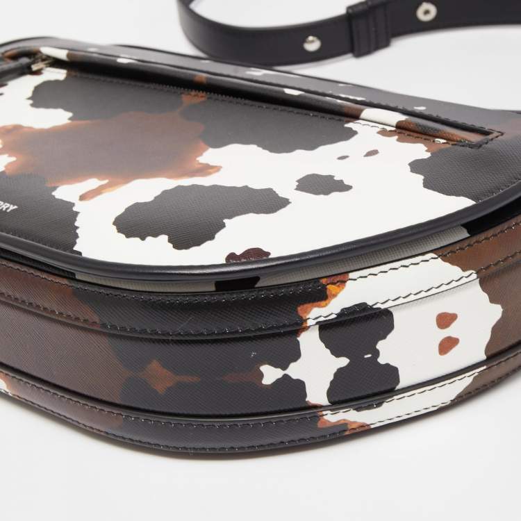 Pre Owned Burberry Black Camouflage Print Leather Medium Olympia Shoulder Bag   