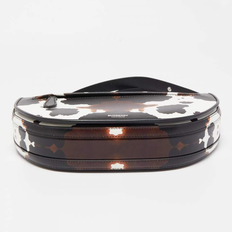 Pre Owned Burberry Black Camouflage Print Leather Medium Olympia Shoulder Bag   