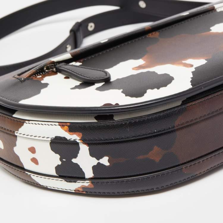 Pre Owned Burberry Black Camouflage Print Leather Medium Olympia Shoulder Bag   