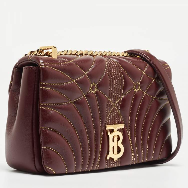 Pre Owned Burberry Maroon Quilted Leather Small Lola Chain Shoulder Bag