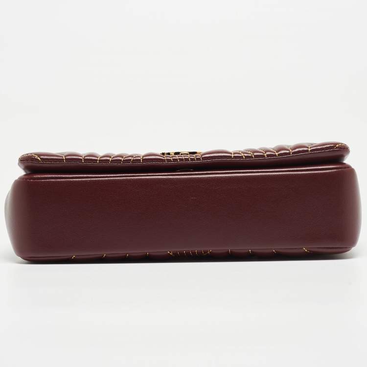 Pre Owned Burberry Maroon Quilted Leather Small Lola Chain Shoulder Bag