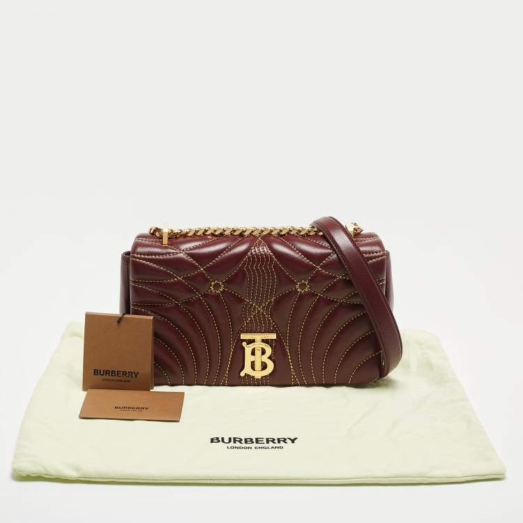 Pre Owned Burberry Maroon Quilted Leather Small Lola Chain Shoulder Bag