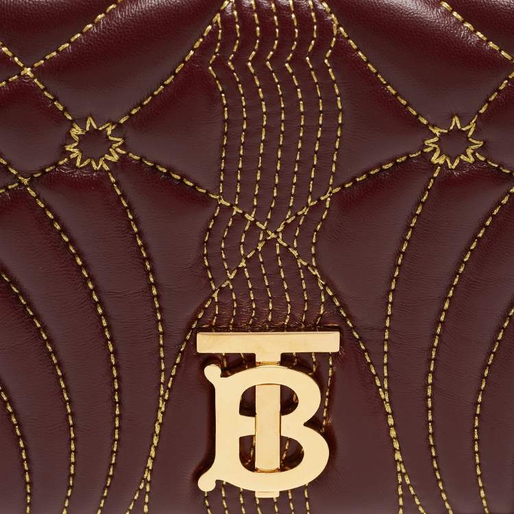 Pre Owned Burberry Maroon Quilted Leather Small Lola Chain Shoulder Bag