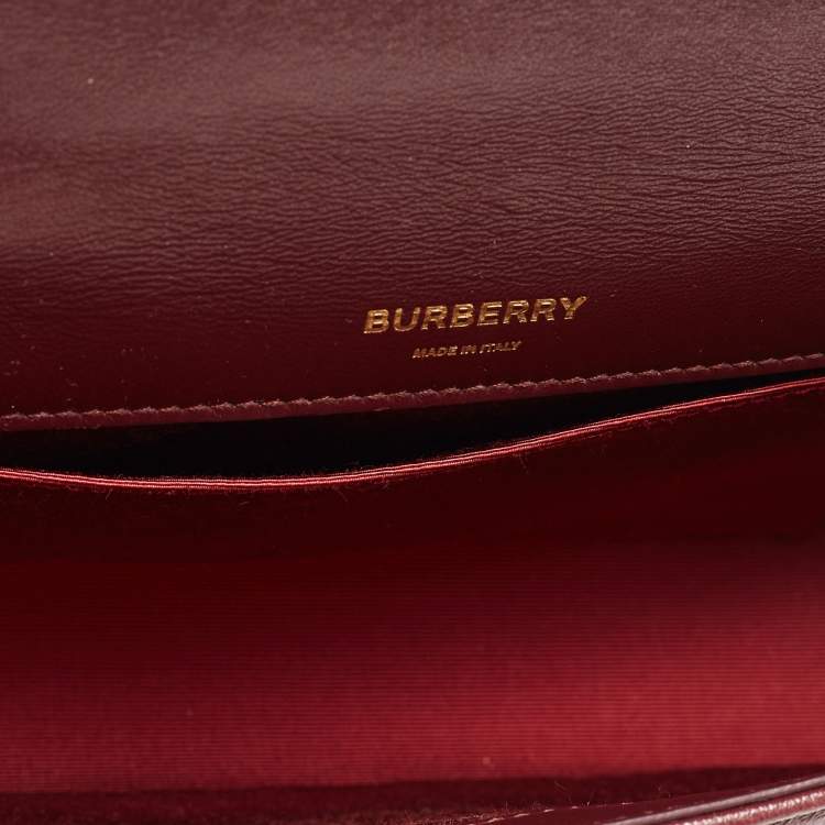Pre Owned Burberry Maroon Quilted Leather Small Lola Chain Shoulder Bag