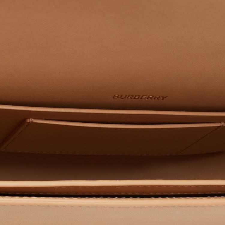 Pre Owned Burberry Beige Leather Small Studded Olympia Shoulder Bag