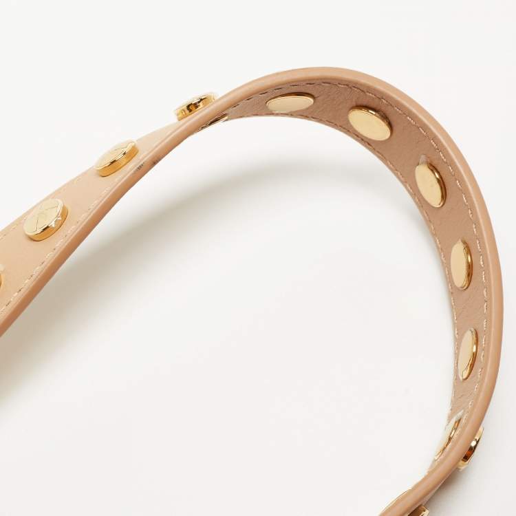 Pre Owned Burberry Beige Leather Small Studded Olympia Shoulder Bag