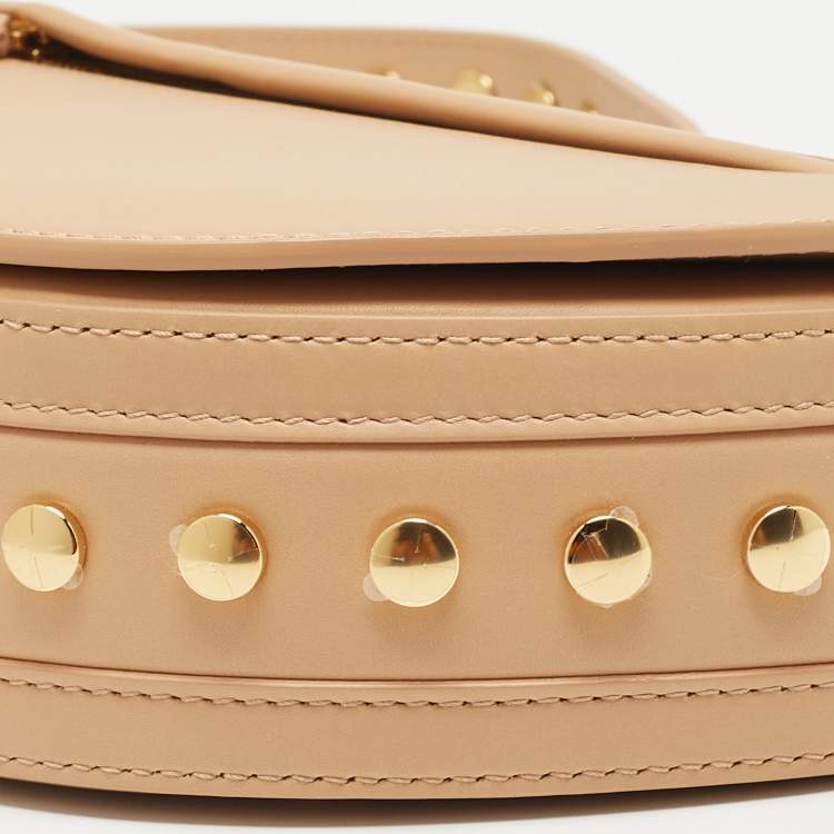Pre Owned Burberry Beige Leather Small Studded Olympia Shoulder Bag