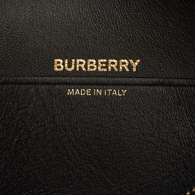 Pre Owned Burberry Black Studded Leather Mini Olympia Zip Shoulder Bag