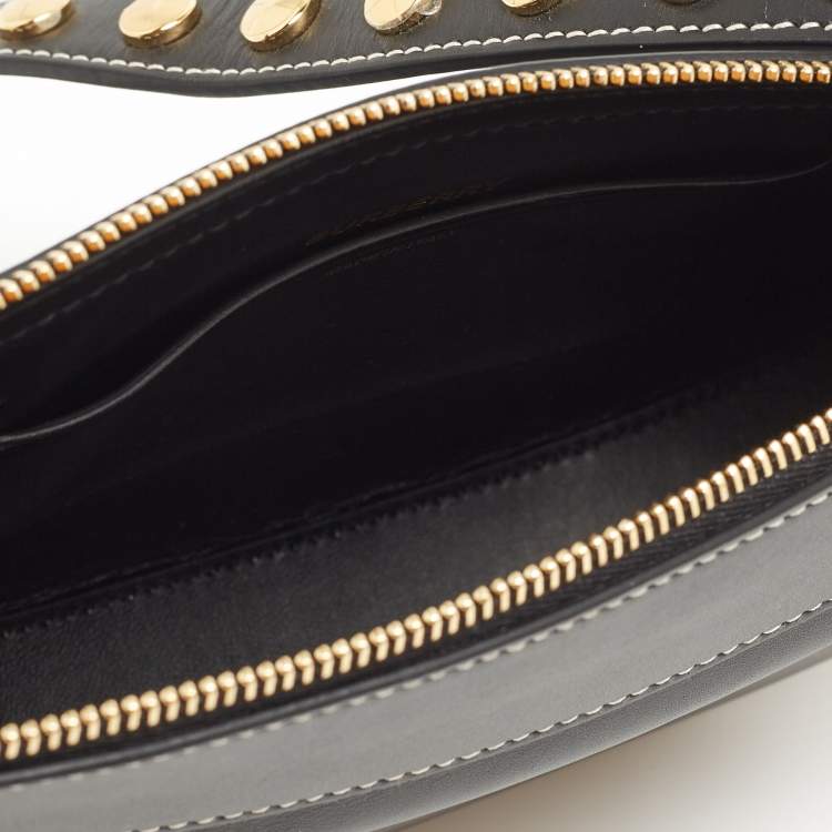 Pre Owned Burberry Black Studded Leather Mini Olympia Zip Shoulder Bag
