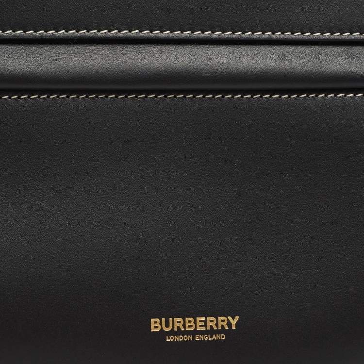 Pre Owned Burberry Black Studded Leather Mini Olympia Zip Shoulder Bag