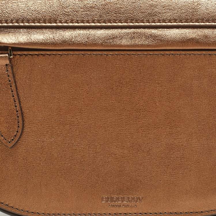 Pre Owned Burberry Bronze Studded Leather Small Olympia Shoulder Bag