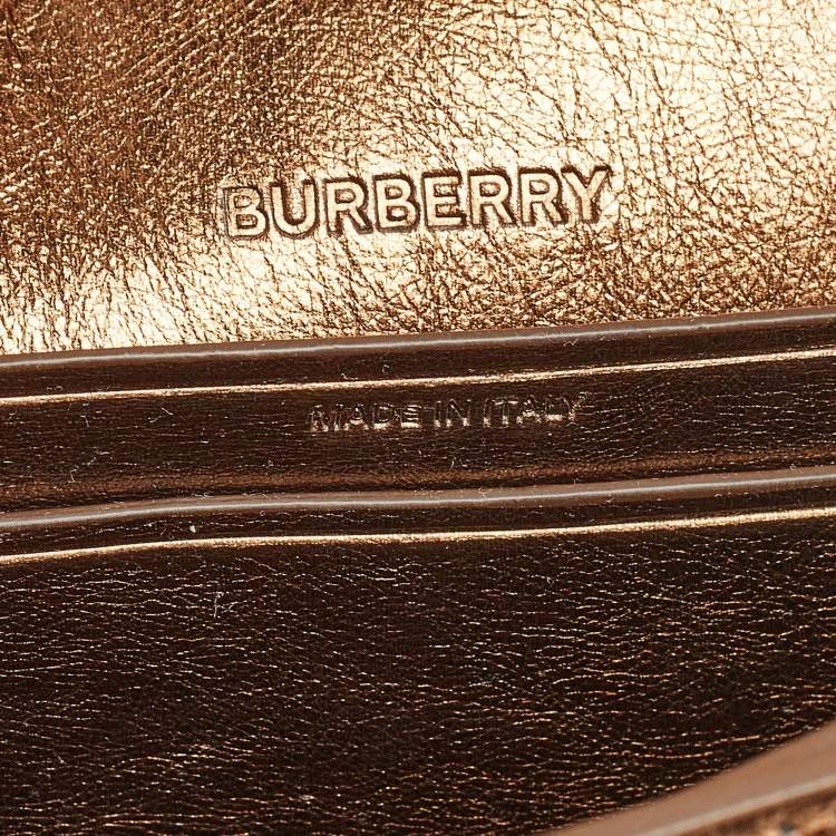 Pre Owned Burberry Bronze Studded Leather Small Olympia Shoulder Bag