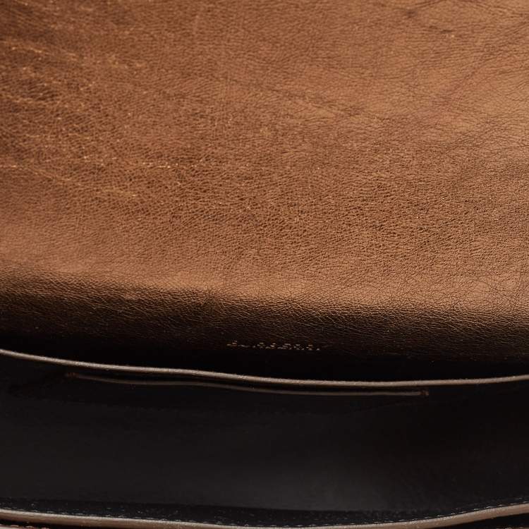 Pre Owned Burberry Bronze Studded Leather Small Olympia Shoulder Bag