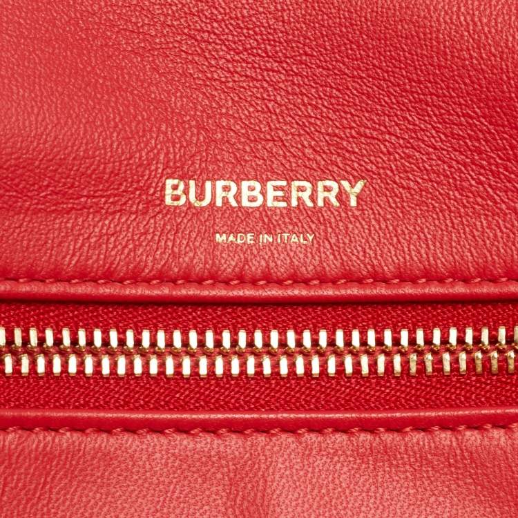 Pre Owned Burberry Maroon Leather Small Olympia Shoulder Bag