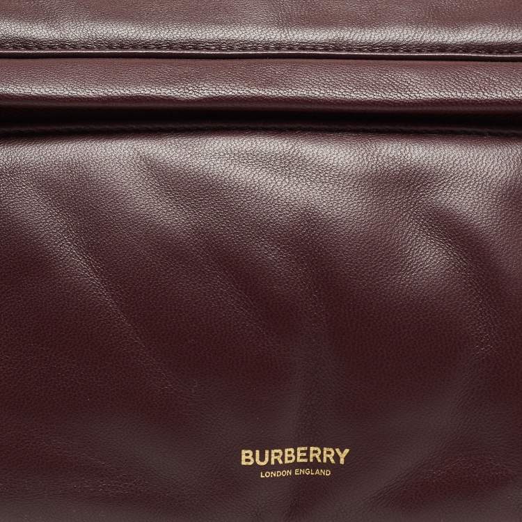 Pre Owned Burberry Maroon Leather Small Olympia Shoulder Bag