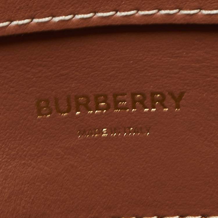 Pre Owned Burberry Malt Brown/Natural Canvas and Leather Medium Pocket Bag