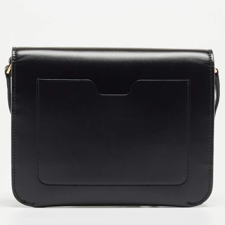 Pre Owned Burberry Black Leather Mini TB Flap Crossbody Bag