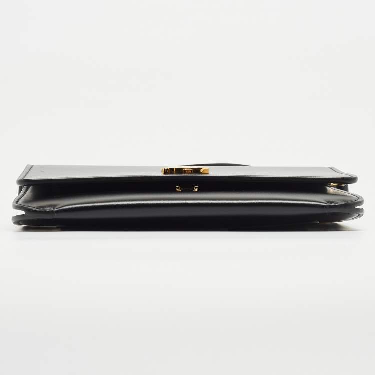 Pre Owned Burberry Black Leather Mini TB Flap Crossbody Bag