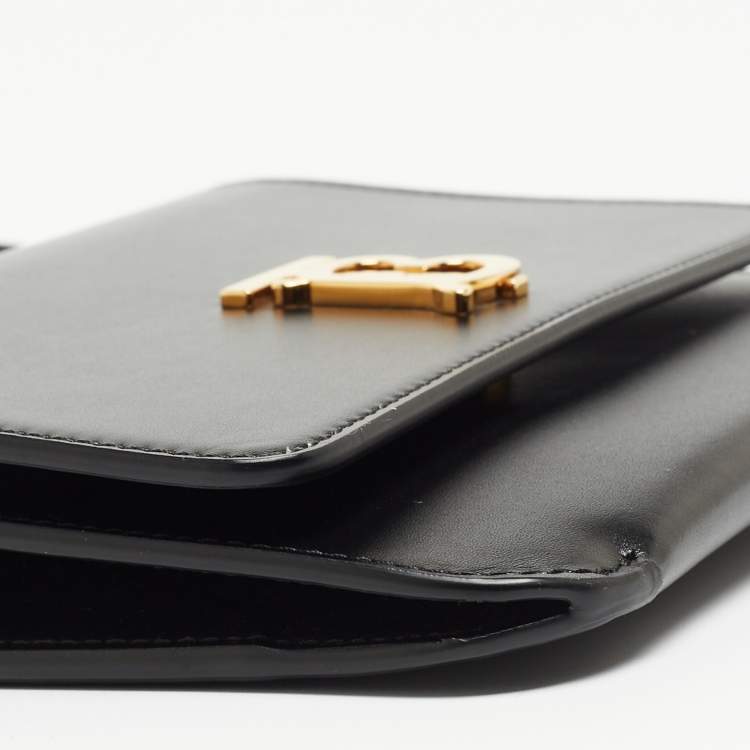 Pre Owned Burberry Black Leather Mini TB Flap Crossbody Bag