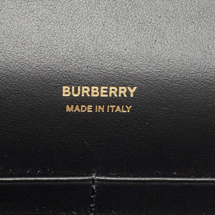 Pre Owned Burberry Black Leather Mini TB Flap Crossbody Bag