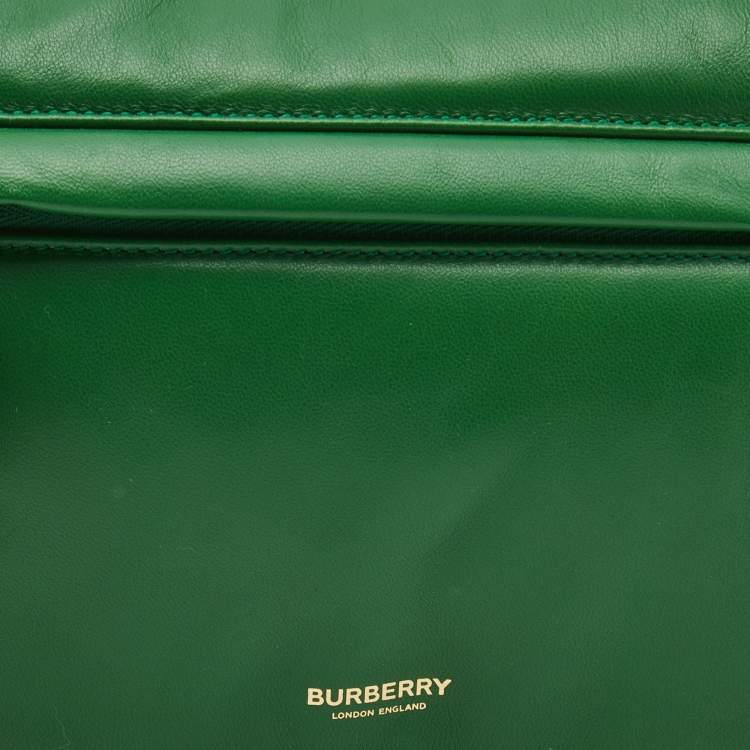 Pre Owned Burberry Two Tone Green Leather Small Olympia Shoulder Bag