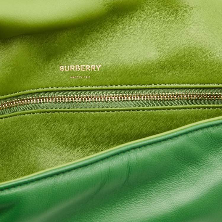 Pre Owned Burberry Two Tone Green Leather Small Olympia Shoulder Bag