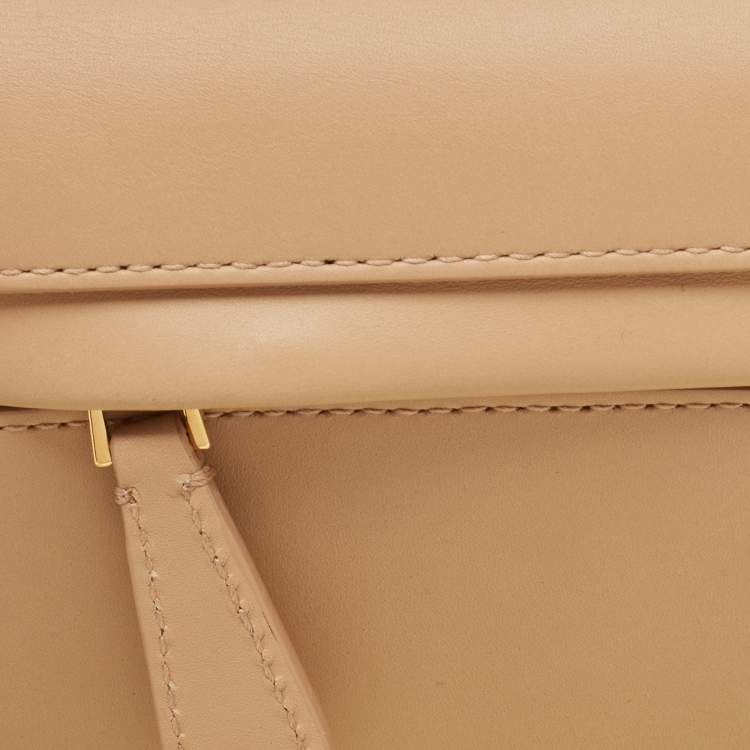 Pre Owned Burberry Beige Leather Small Studded Olympia Shoulder Bag