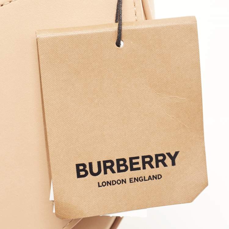 Pre Owned Burberry Beige Leather Small Studded Olympia Shoulder Bag