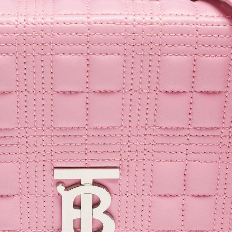 Pre Owned Burberry Light Pink Quilted Leather Small Lola Shoulder Bag
