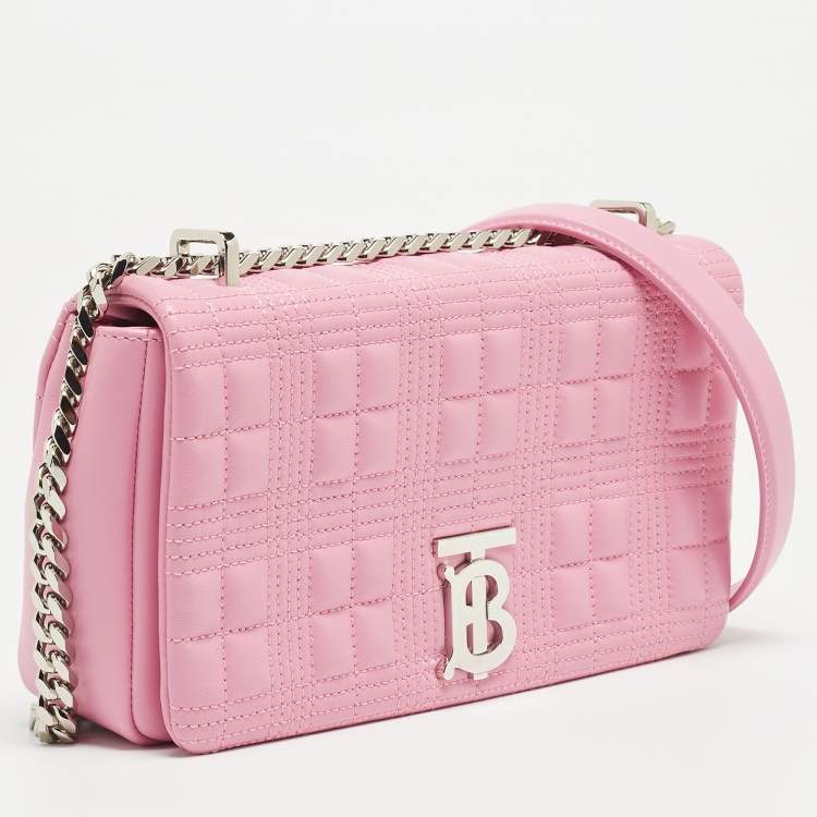Pre Owned Burberry Light Pink Quilted Leather Small Lola Shoulder Bag