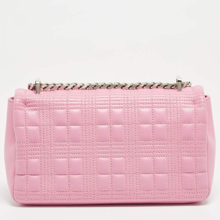 Pre Owned Burberry Light Pink Quilted Leather Small Lola Shoulder Bag