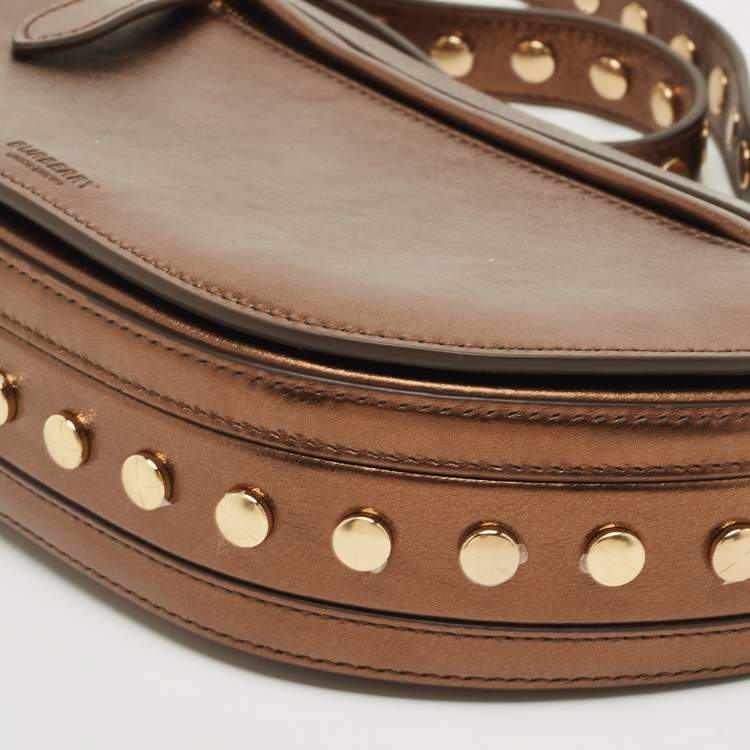 Pre Owned Burberry Bronze Leather Small Studded Olympia Shoulder Bag