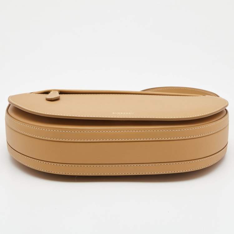 Pre Owned Burberry Warm Sand Leather Medium Olympia Shoulder Bag