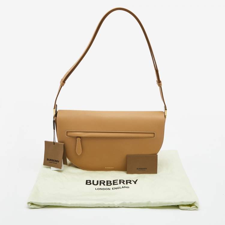 Pre Owned Burberry Warm Sand Leather Medium Olympia Shoulder Bag