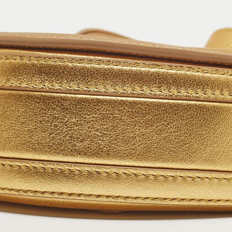 Pre Owned Burberry Gold Leather Small Olympia Shoulder Bag