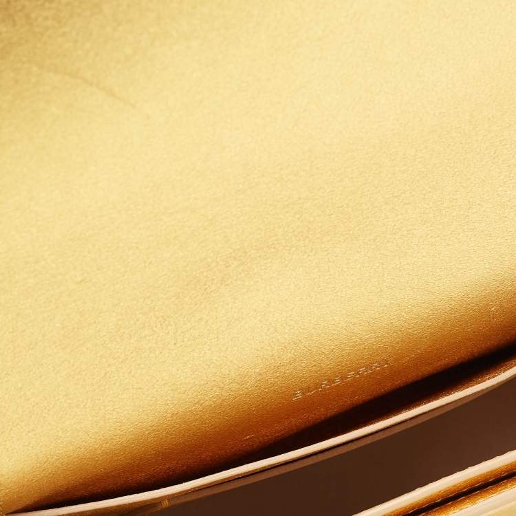 Pre Owned Burberry Gold Leather Small Olympia Shoulder Bag