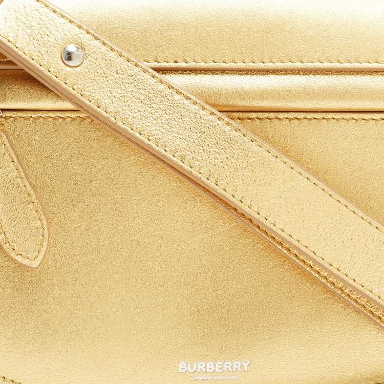 Pre Owned Burberry Gold Leather Small Olympia Shoulder Bag