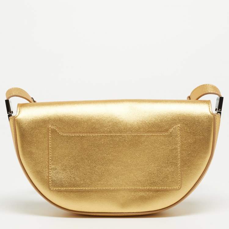 Pre Owned Burberry Gold Leather Small Olympia Shoulder Bag